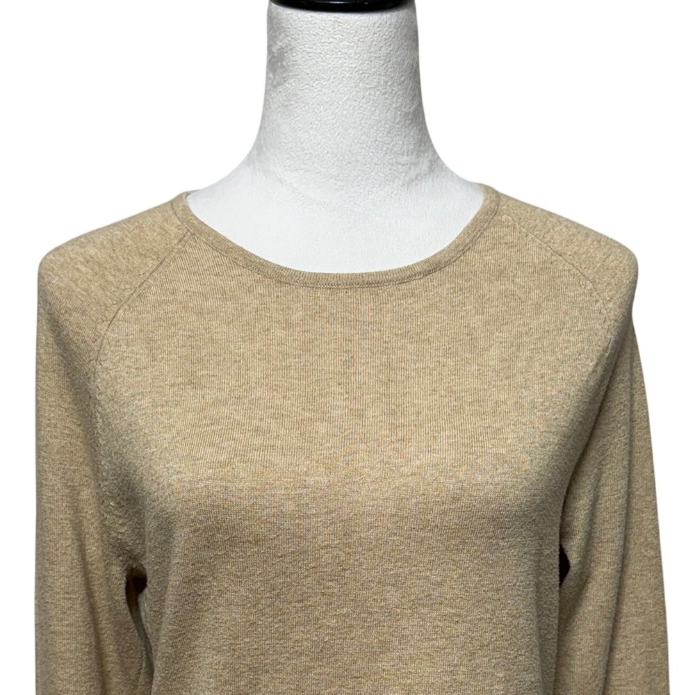 J Mclaughlin Sweater Womens Medium Tan Cotton Modal Knit Button Cuff Stretch‎